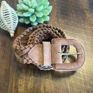 J. G. Hook | 90’s Genuine Suede Woven Belt, Tan